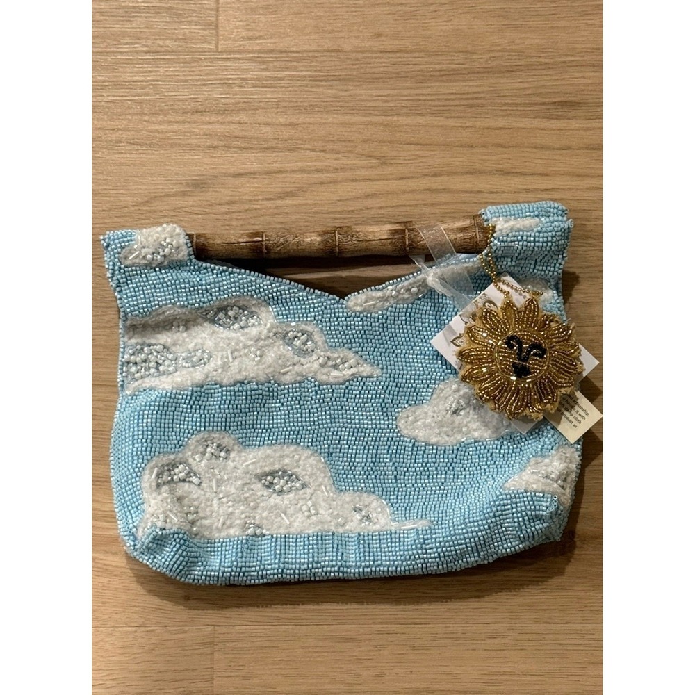 New Release Handcrafted in India Blue Sky Clouds Sun Beaded Bag Viral TikTok